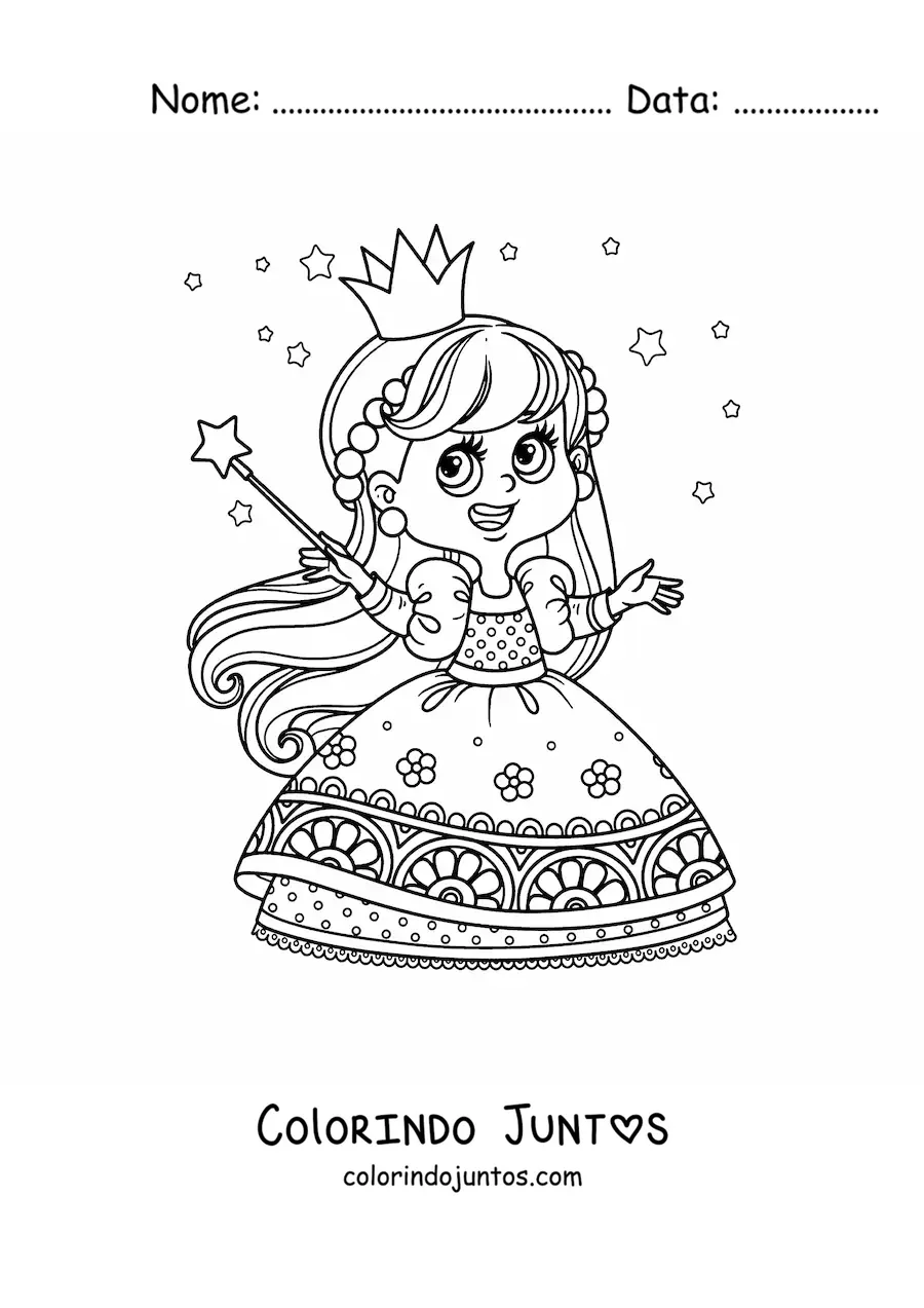 Desenho para colorir de grande princesa mágica