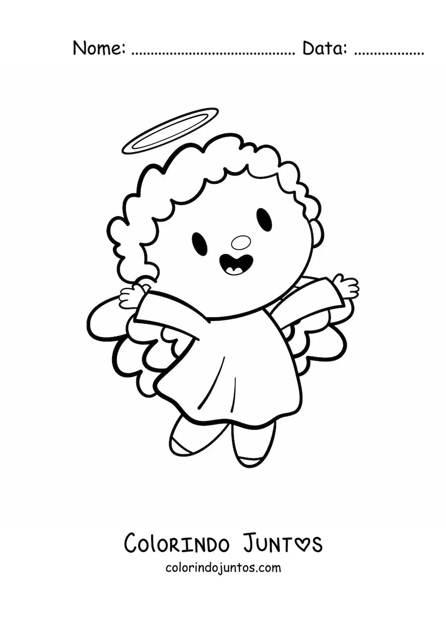 Desenho para colorir de anjo kawaii