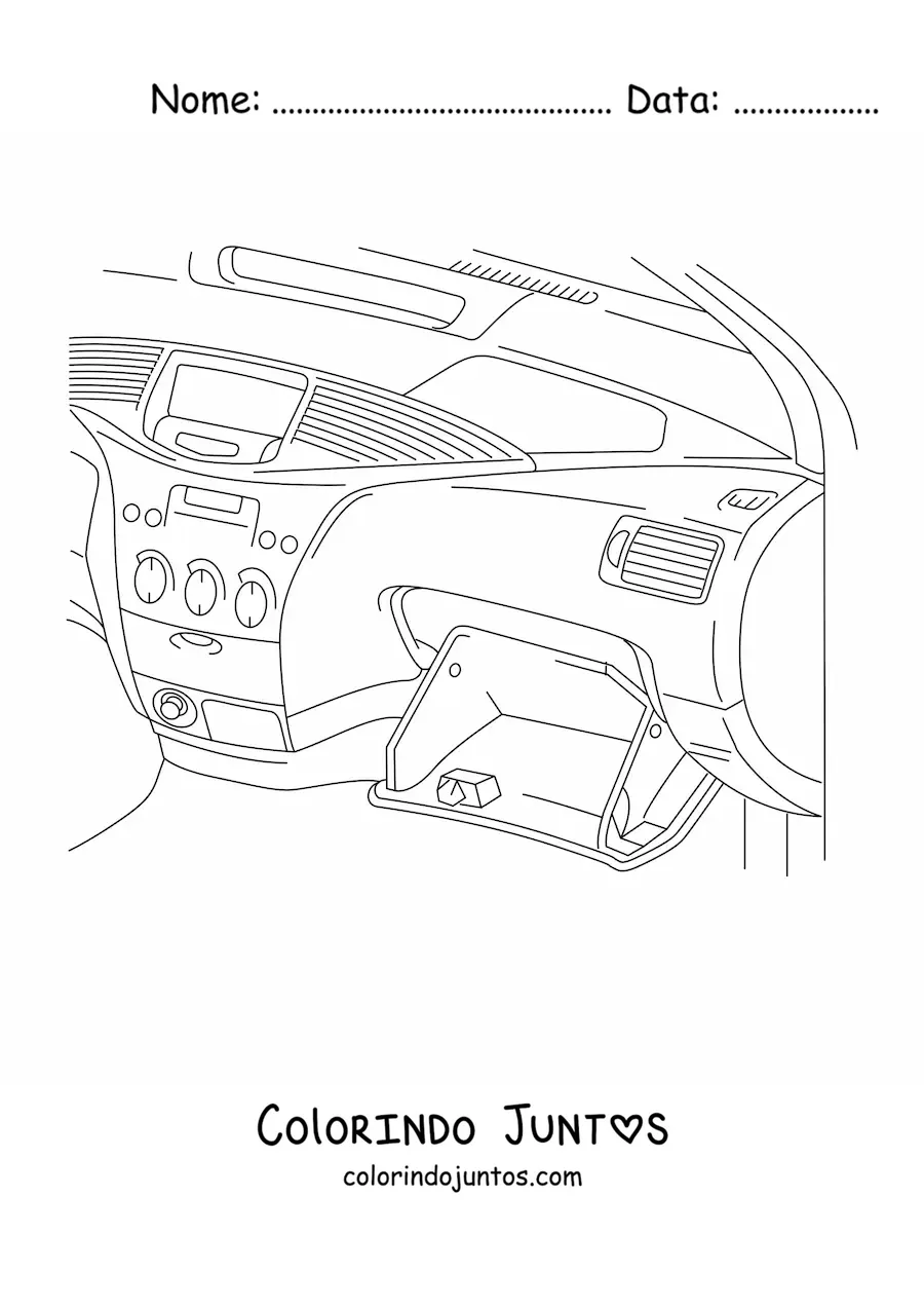 Desenho para colorir do porta-luvas de um carro
