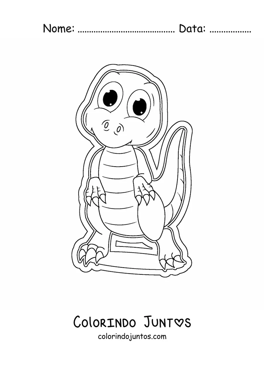 Desenho para colorir de dinossauro kawaii grande