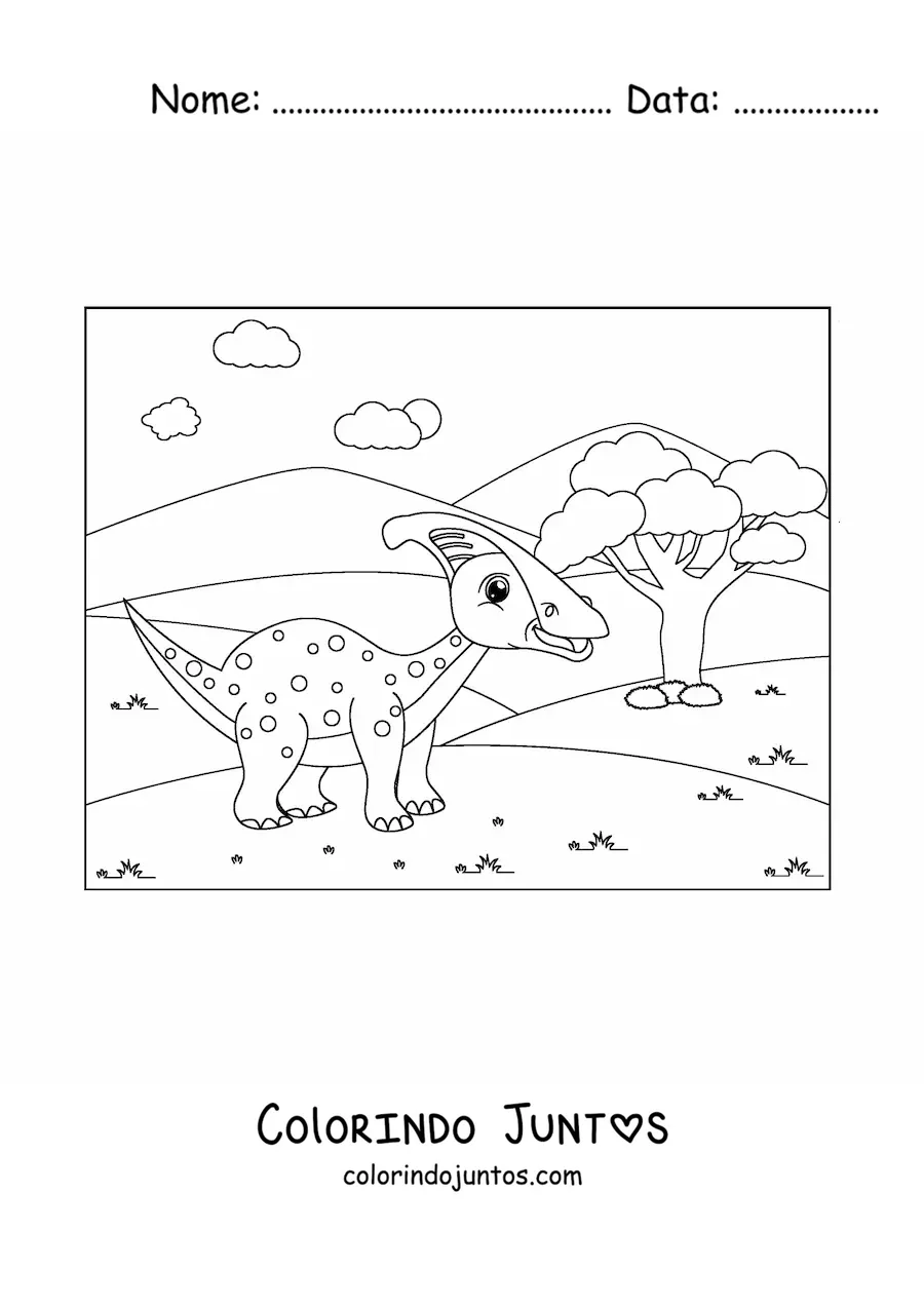 Desenho para colorir de dinossauro animado vegetariano