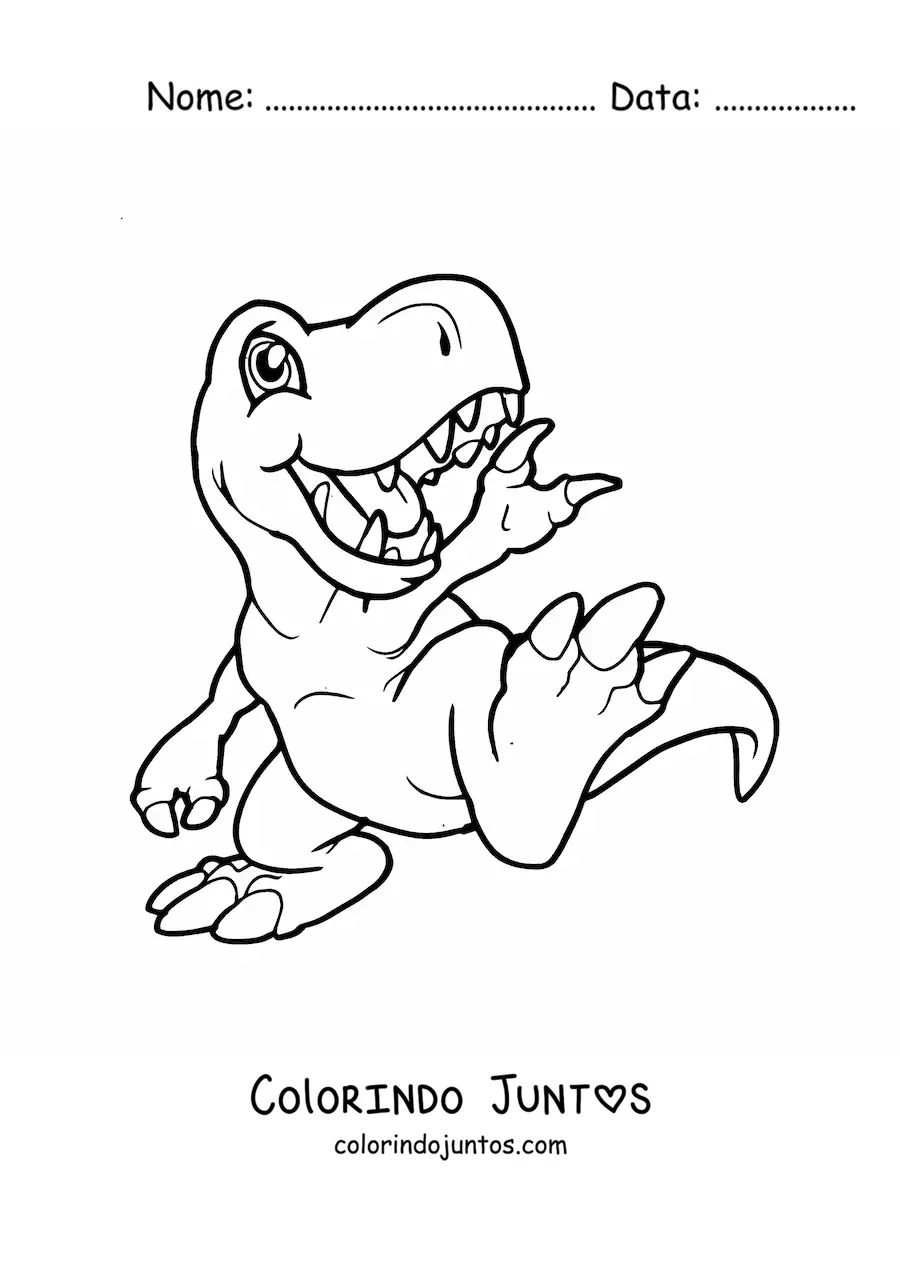Desenho para colorir de t rex bebê fofo animado
