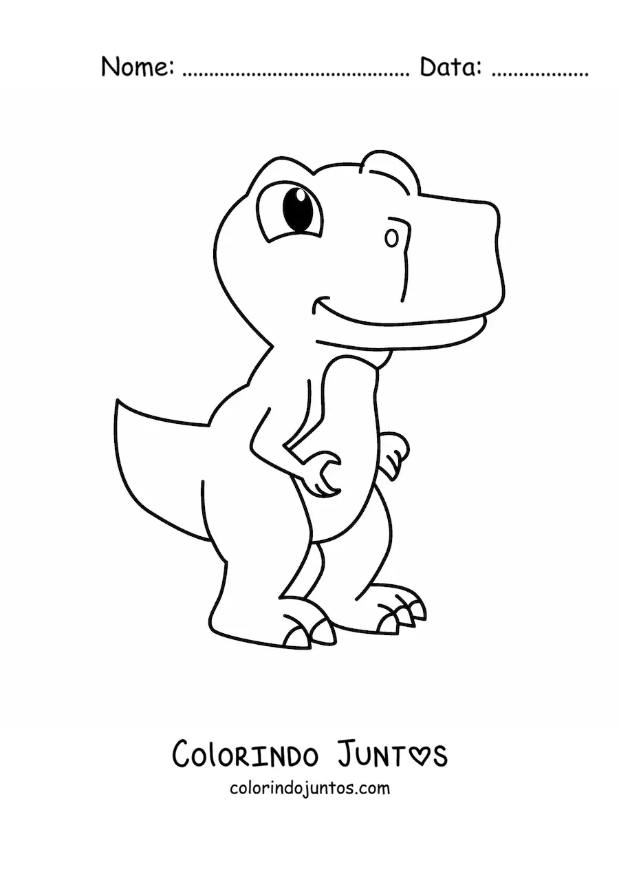 Desenho para colorir de tiranossauro rex bebê kawaii grande