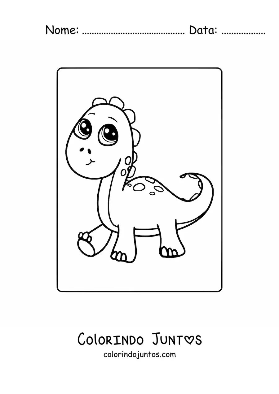 Desenho para colorir de dinossauro bebê kawaii grande