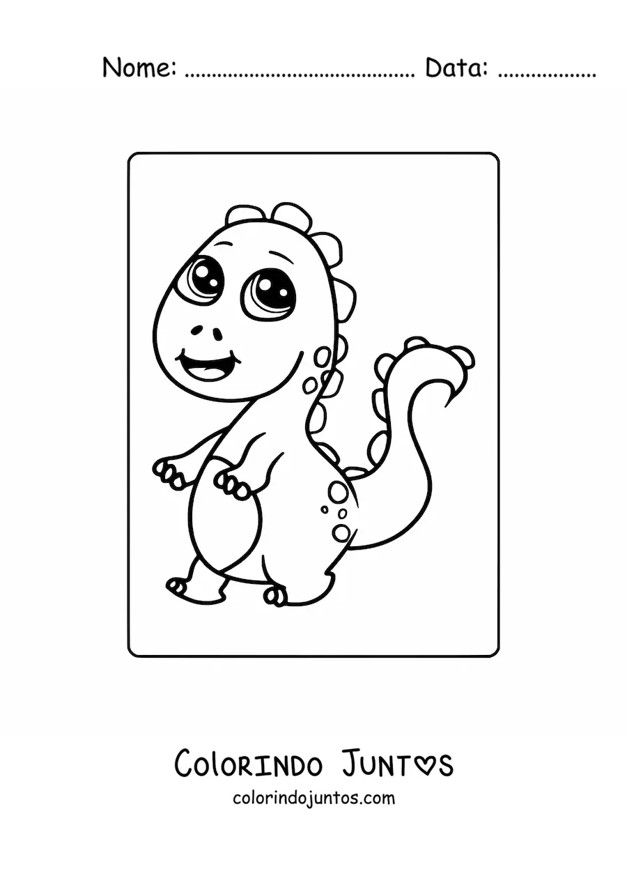 Desenho para colorir de dinossauro bebê kawaii recém-nascido
