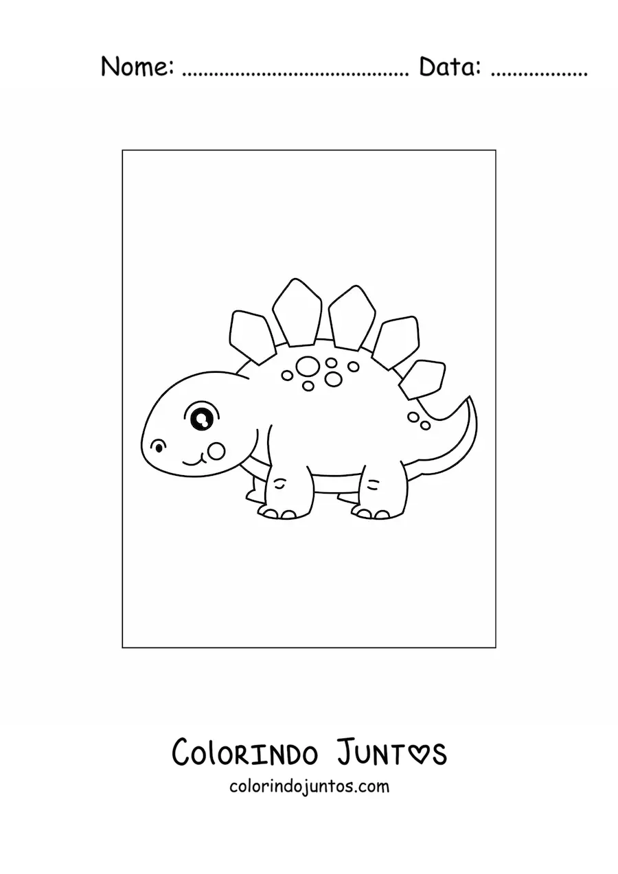 Desenho para colorir de dinossauro bebê fofo simples