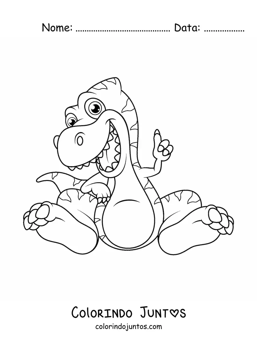 Desenho para colorir de dinossauro bebê sentado