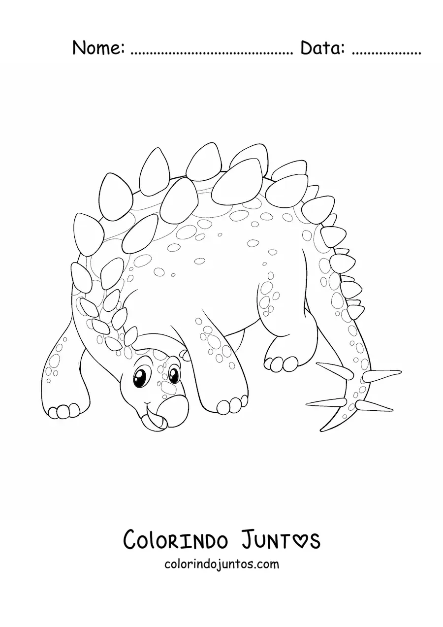 Desenho para colorir de dinossauro herbívoro bonito