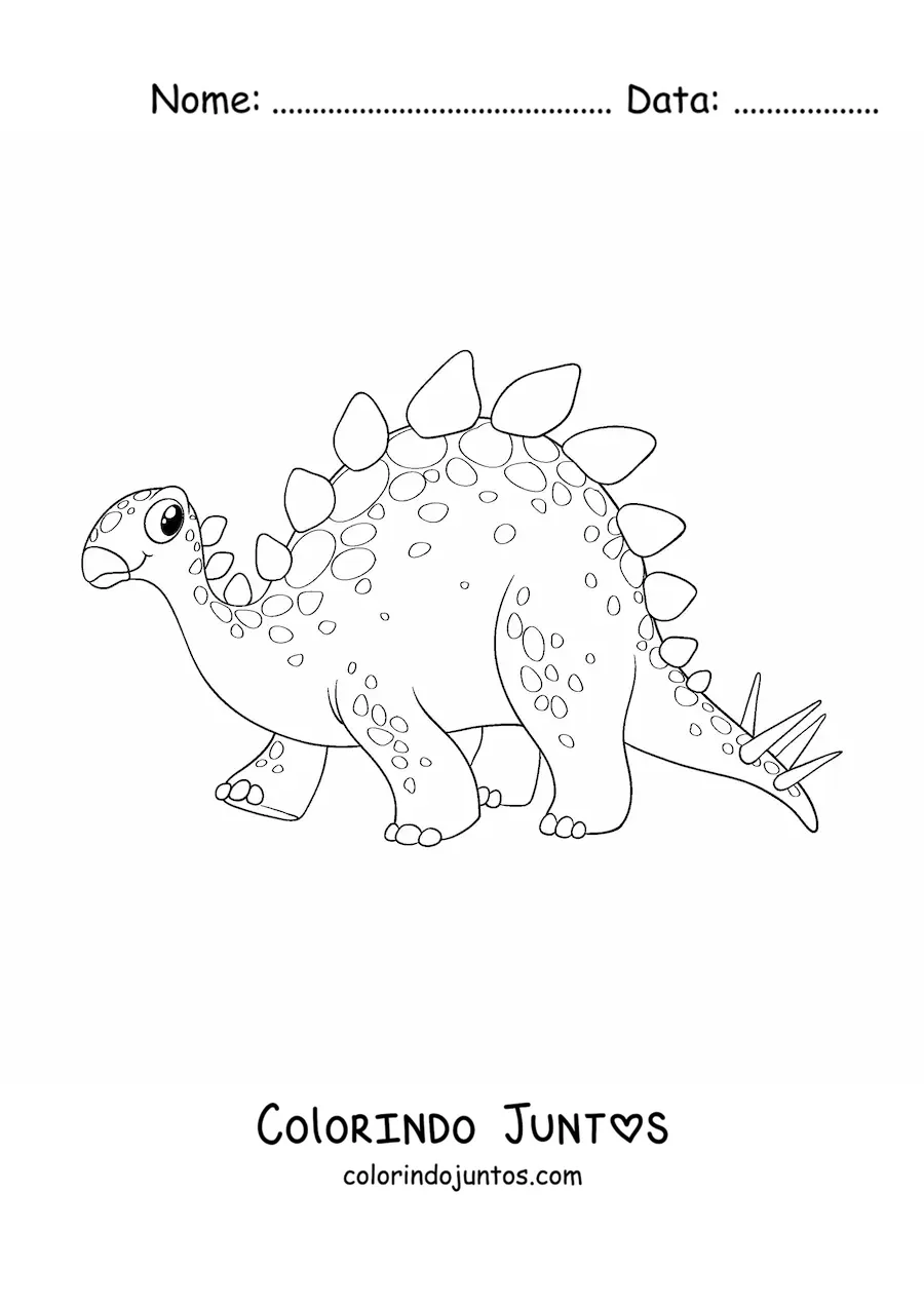 Desenho para colorir de dinossauro herbívoro grande e fofo