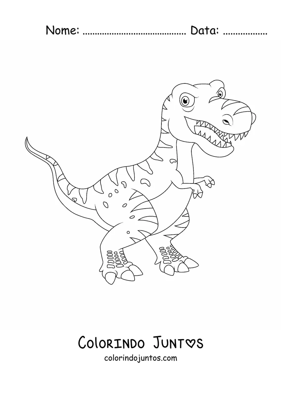 Desenho para colorir de dinossauro carnívoro grande e animado