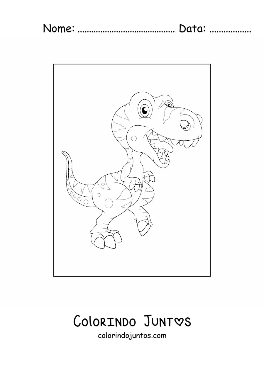 Desenho para colorir de dinossauro carnívoro fofo e animado