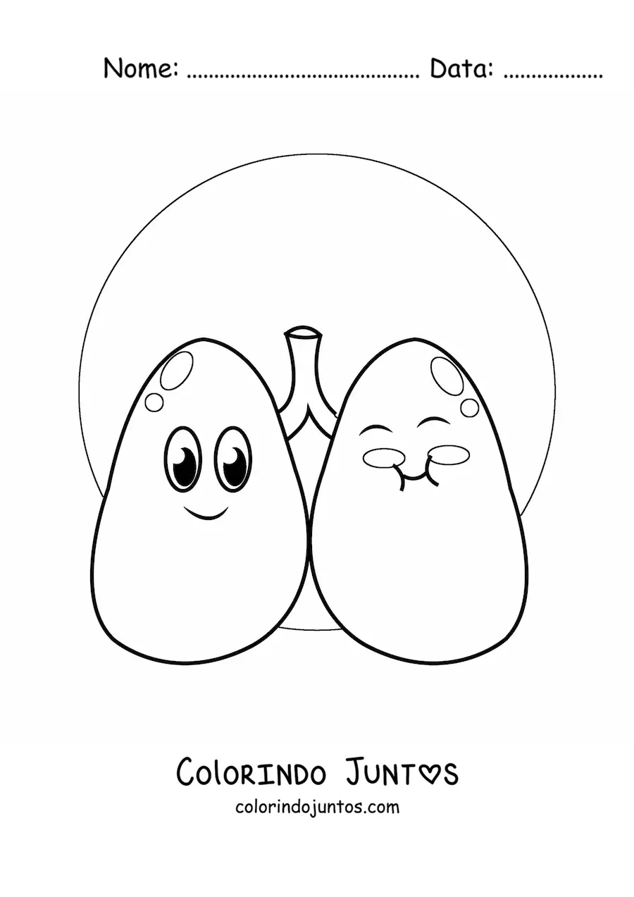 Desenho para colorir de rins kawaii animados e grandes