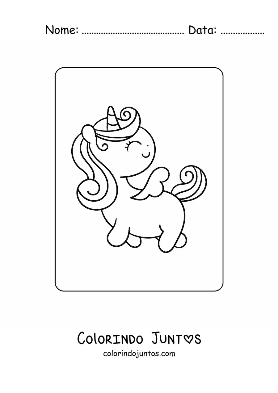 Desenho para colorir de unicórnio bonito animado caminhando