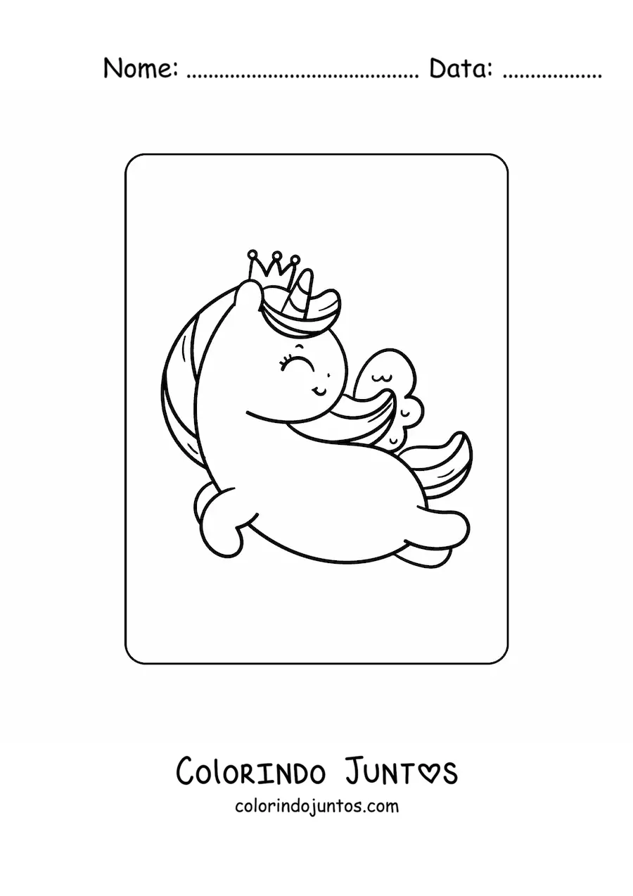 Desenho para colorir de princesa unicórnio voando