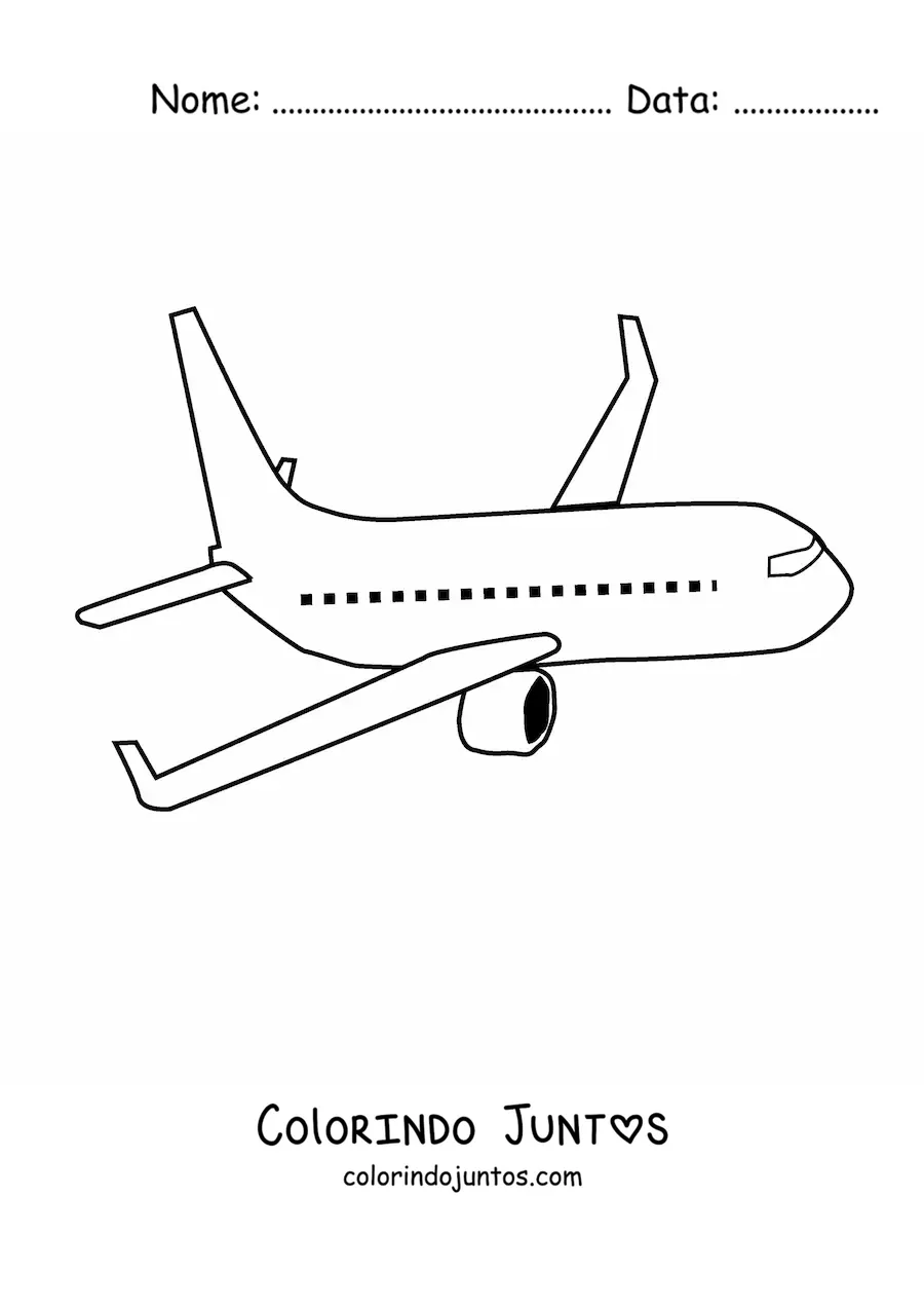 Desenho para colorir de um avião comercial
