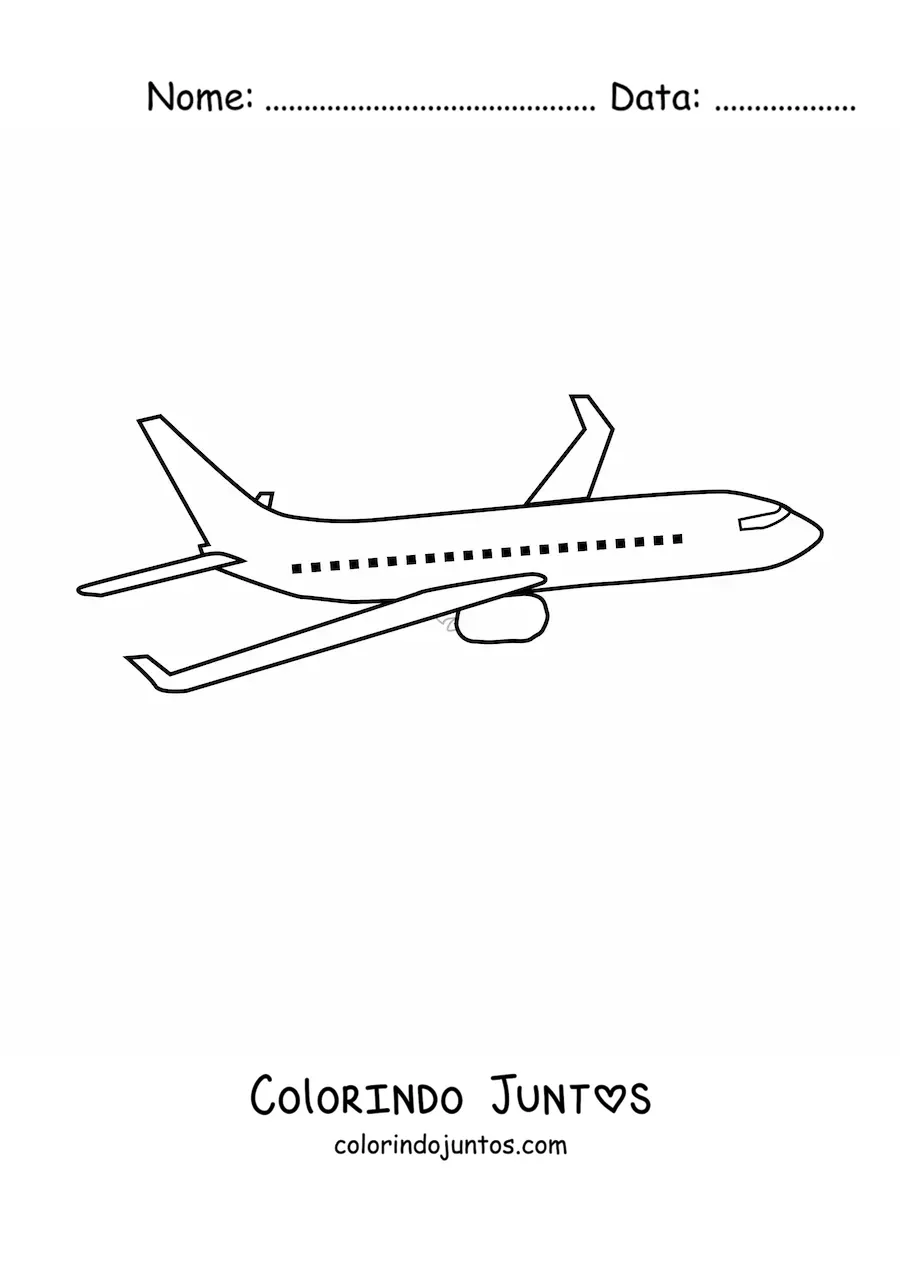 Desenho para colorir de um avião comercial