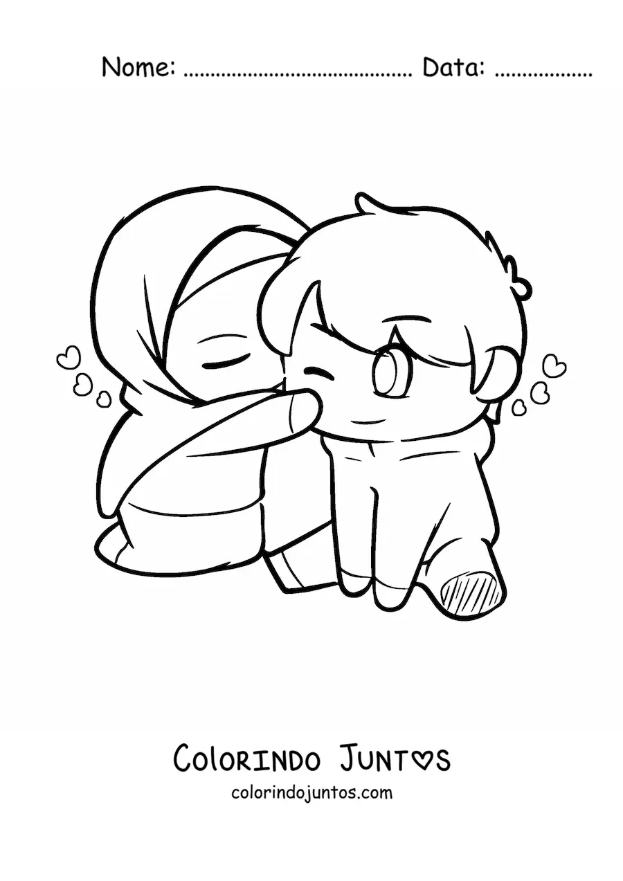 Desenho para colorir de casal de muçulmanos kawaii