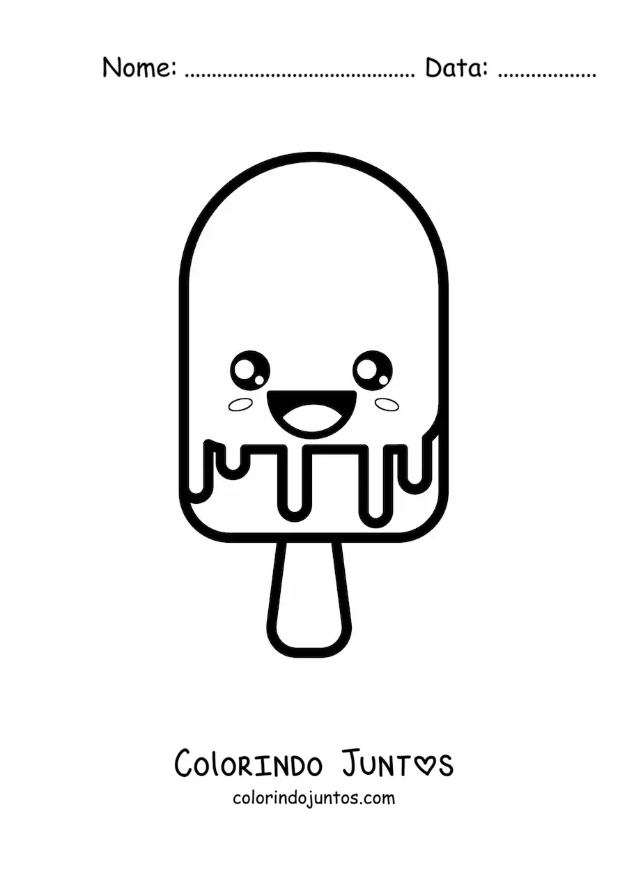 Desenho para colorir de picolé de sorvete kawaii grande
