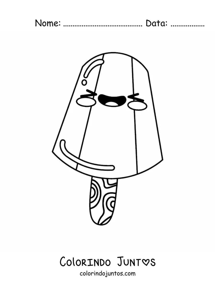 Desenho para colorir de picolé kawaii animado