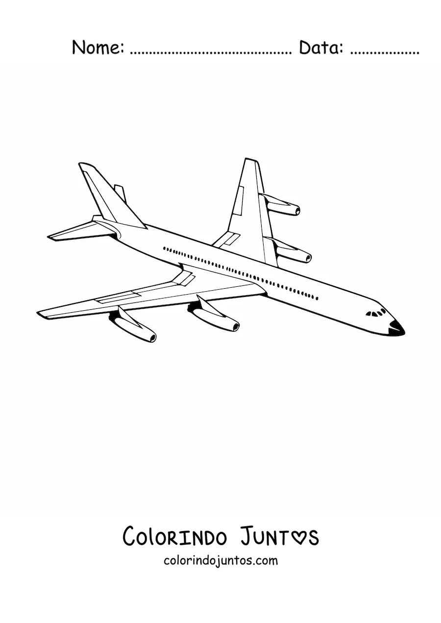 Desenho para colorir de um avião comercial