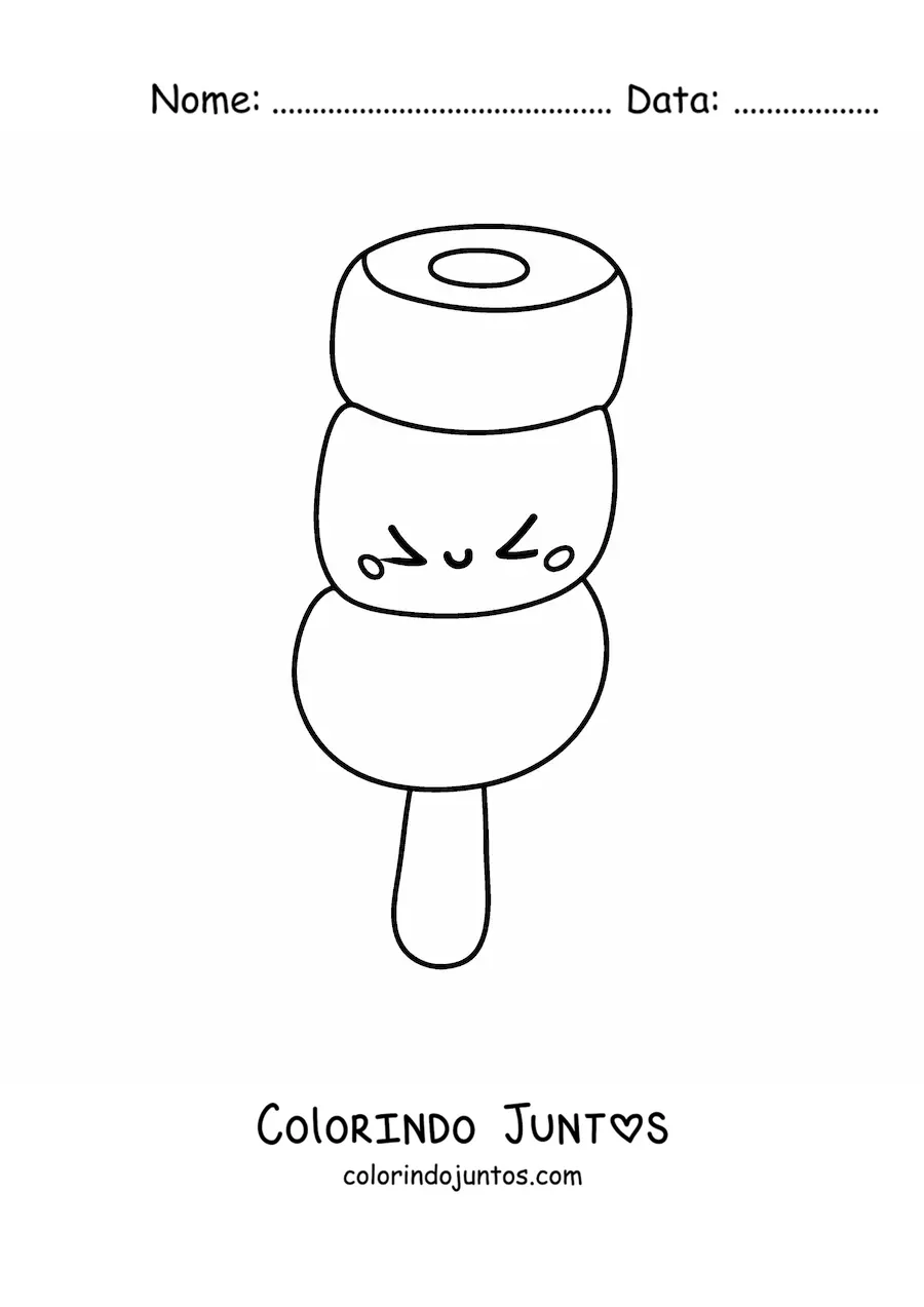 Desenho para colorir de picolé animado e fofo
