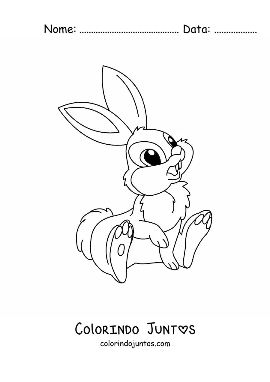 Desenho para colorir de coelho kawaii em desenho animado
