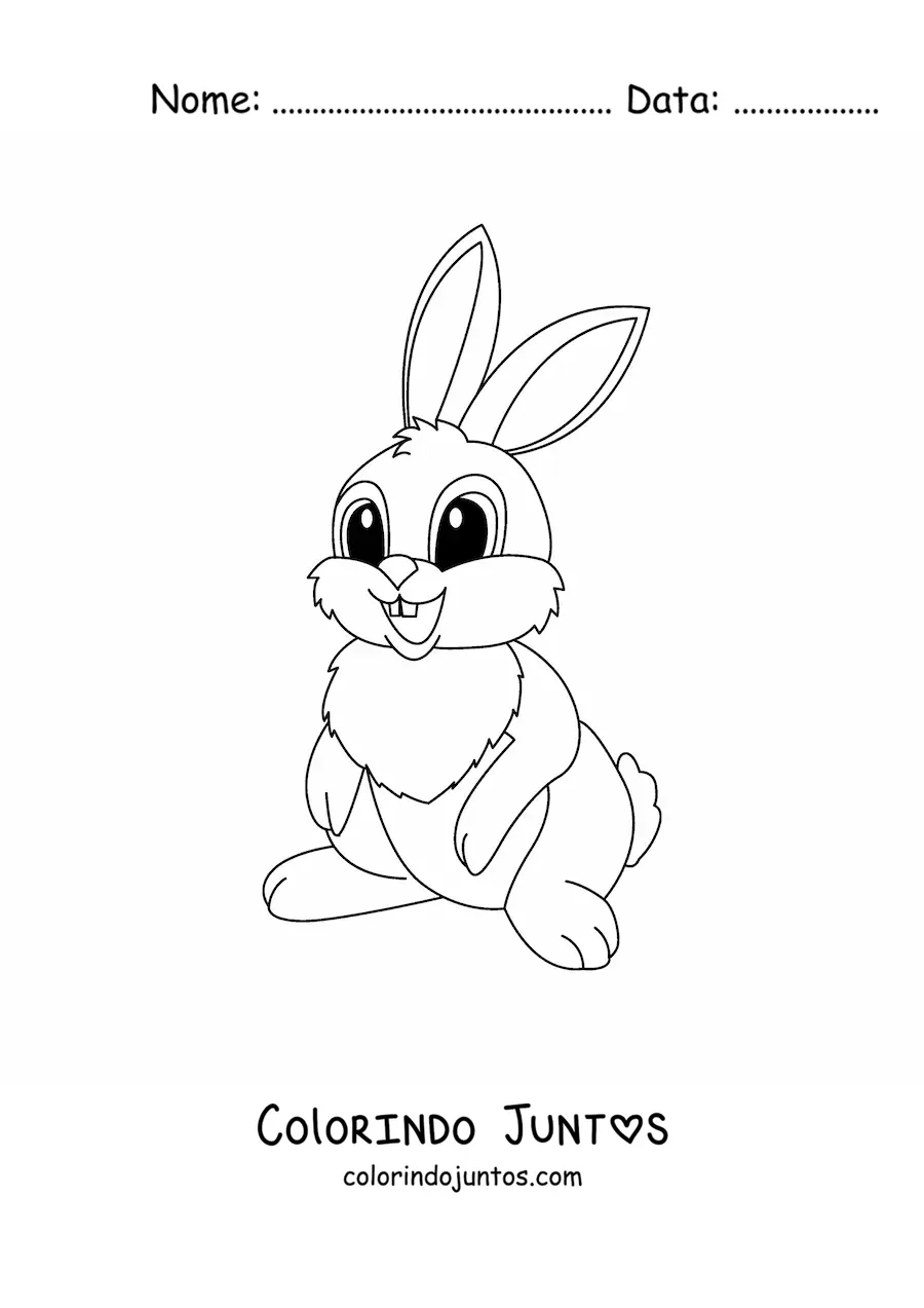 Desenho para colorir de coelho fofo em desenho animado