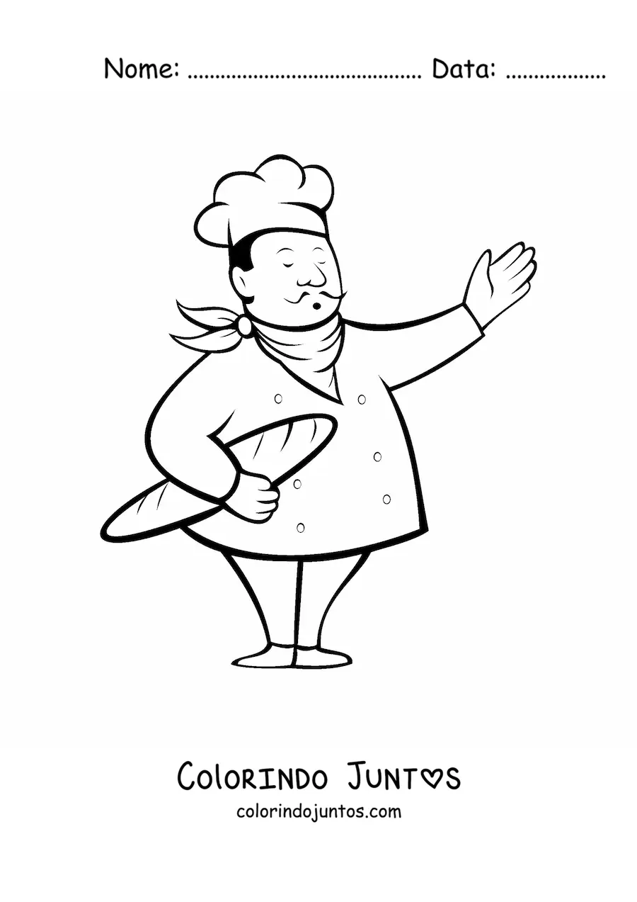 Desenho para colorir de chef padeiro fácil