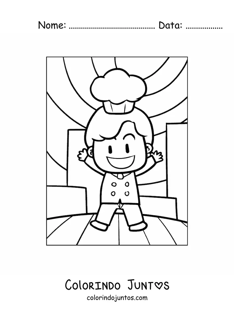 Desenho para colorir de um chef kawaii