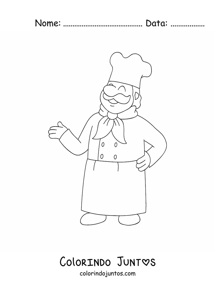 Desenho para colorir de chef italiano animado