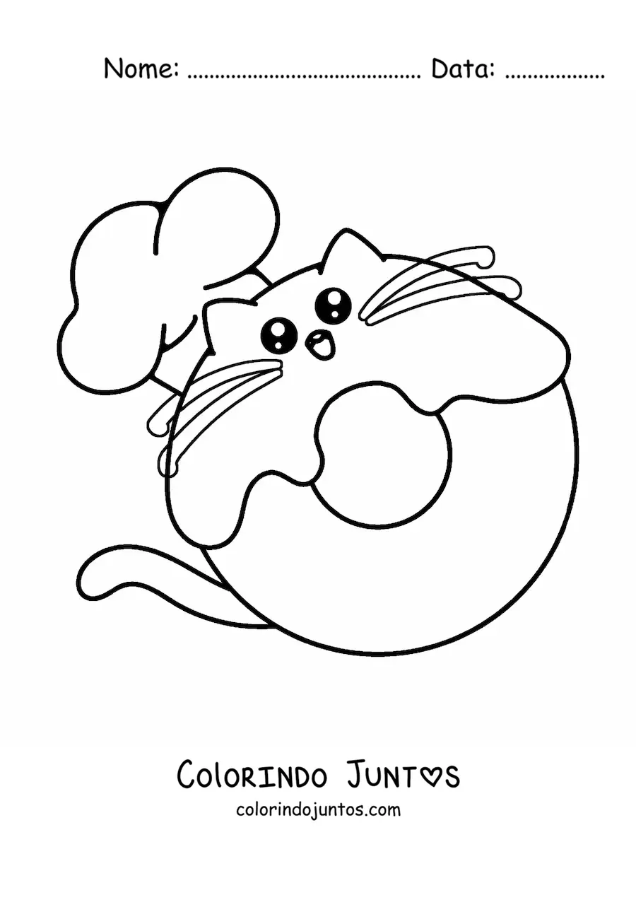 Desenho para colorir de chef rosquinha kawaii animada