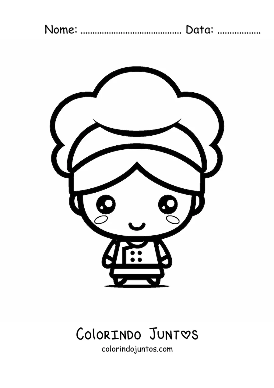Desenho para colorir de chef kawaii grande