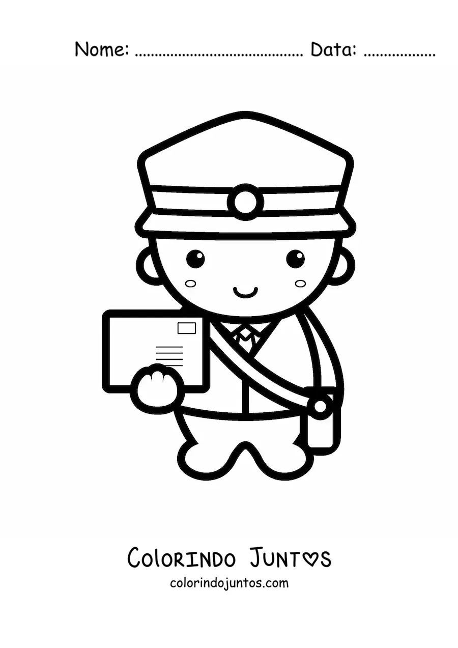 Desenho para colorir de carteiro kawaii grande