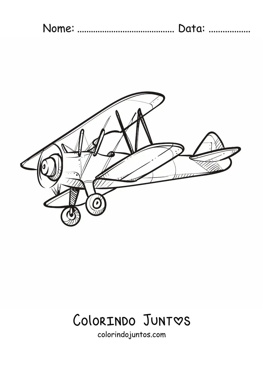 Desenho para colorir de um biplano