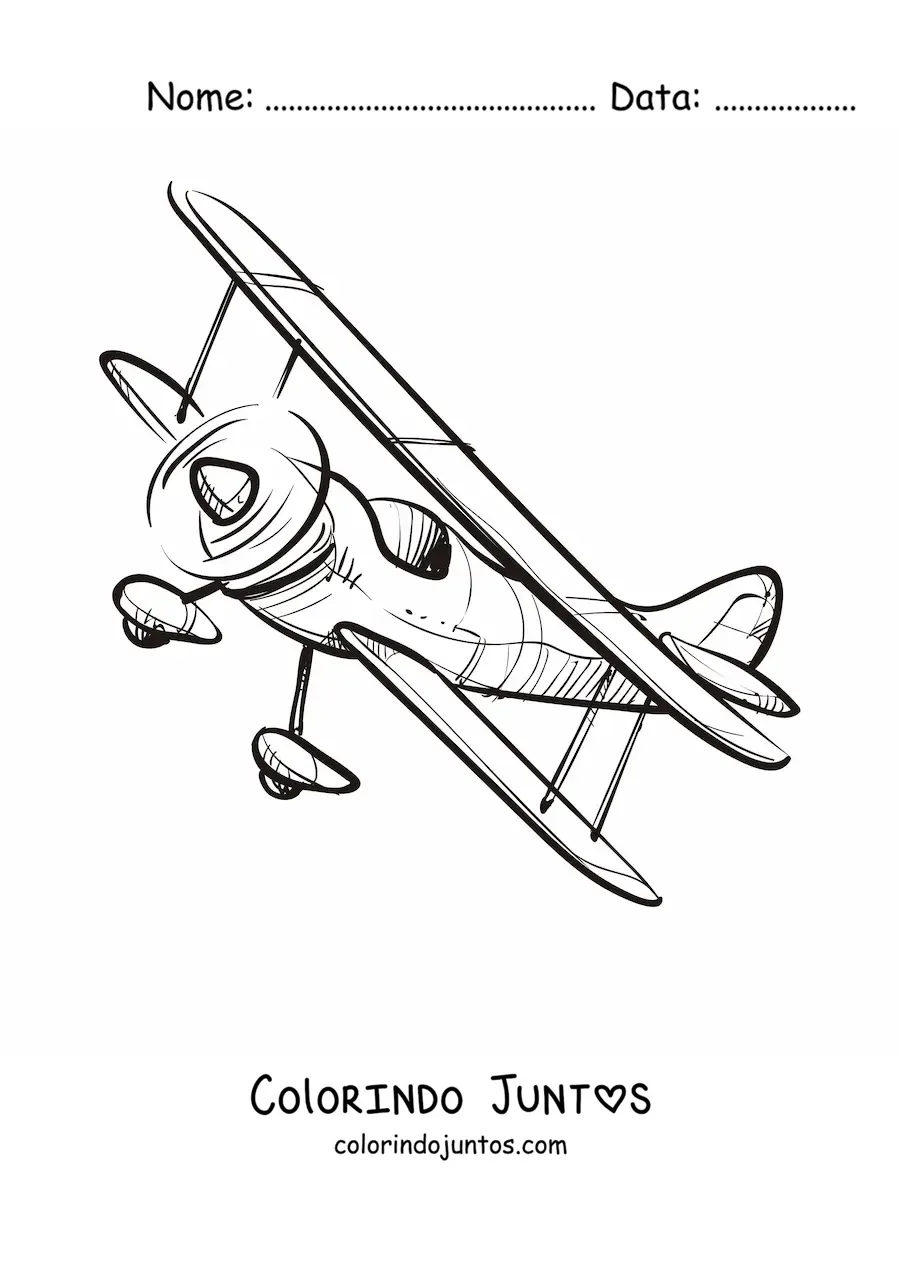 Desenho para colorir de um biplano