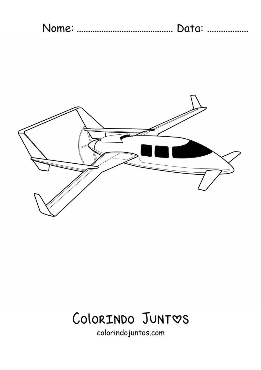 Desenho para colorir de um avião pequeno