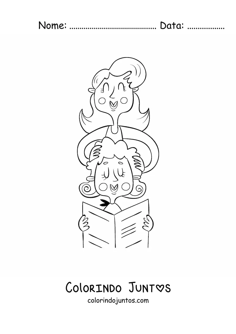 Desenho para colorir de cabeleireira penteando o cabelo de uma cliente