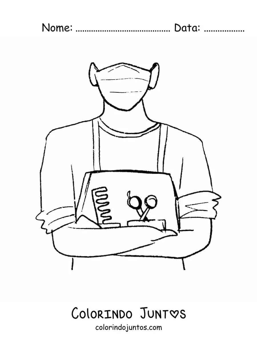 Desenho para colorir de barbeiro com um pente e uma tesoura
