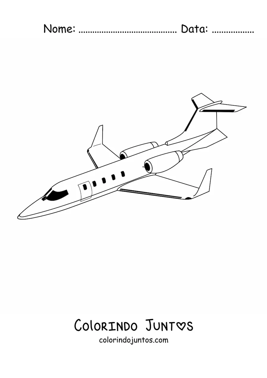 Desenho para colorir de um avião pequeno