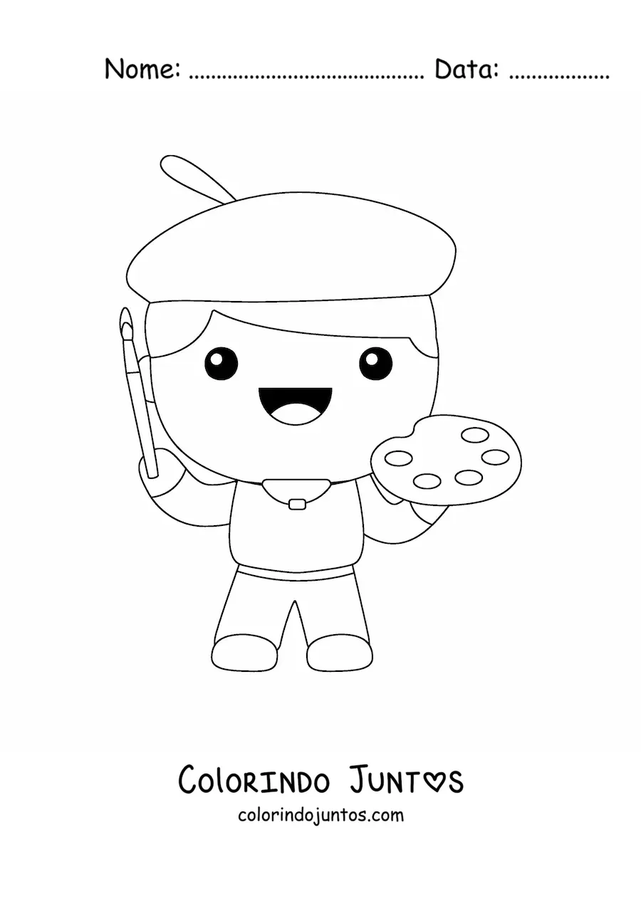 Desenho para colorir de pintor facil animado