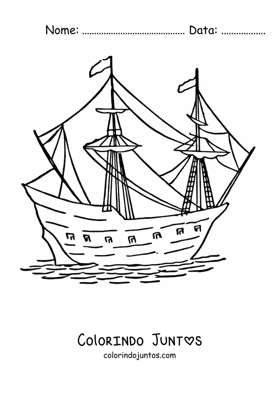 Desenho para colorir de um barco no mar