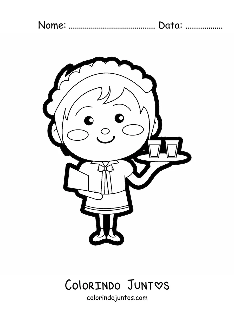 Desenho para colorir de garconete kawaii