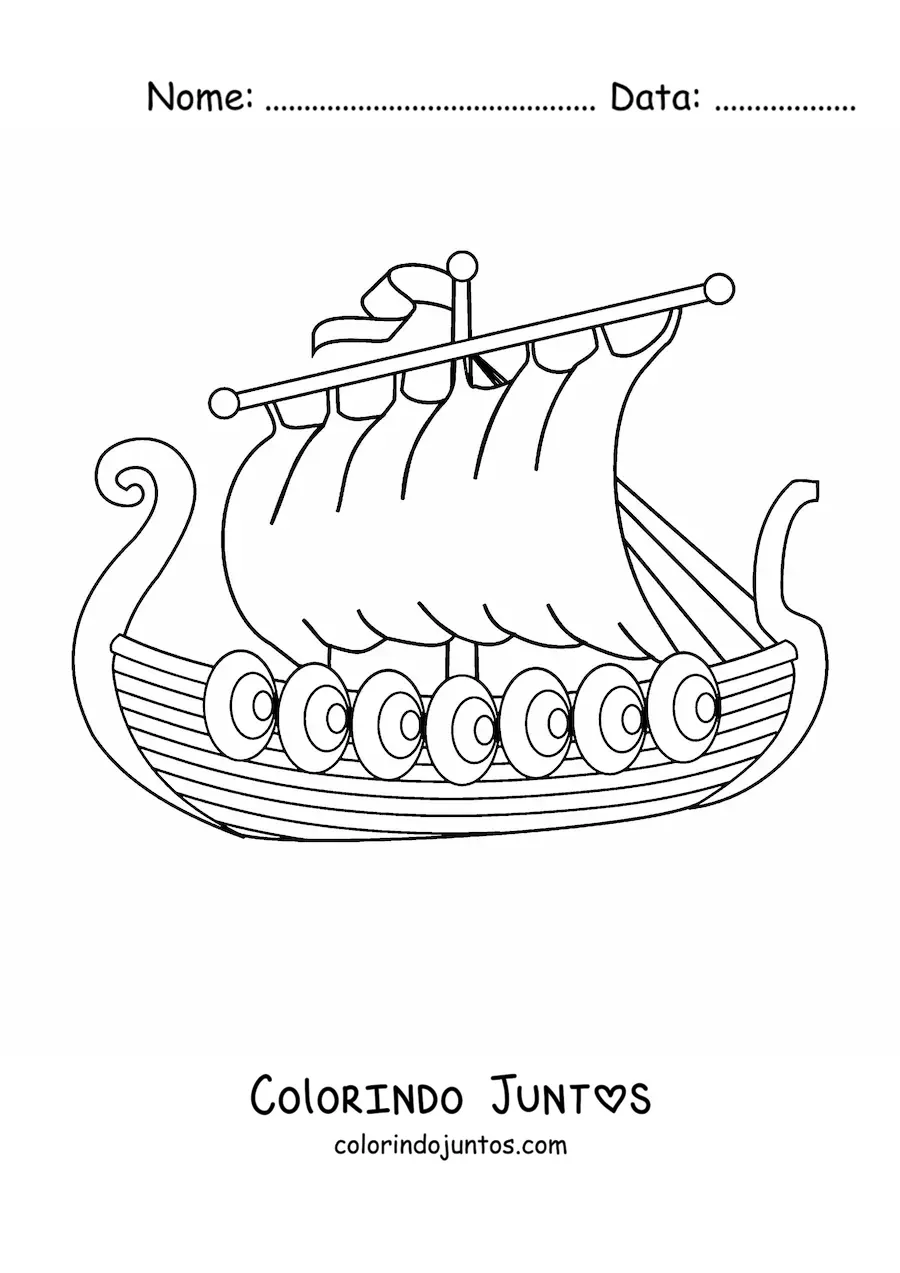 Desenho para colorir de um navio viking