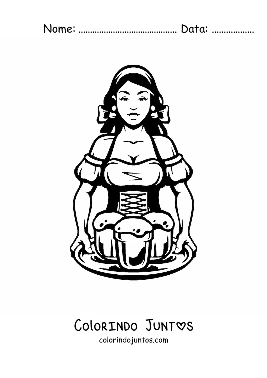 Desenho para colorir de garconete de uma taverna medieval