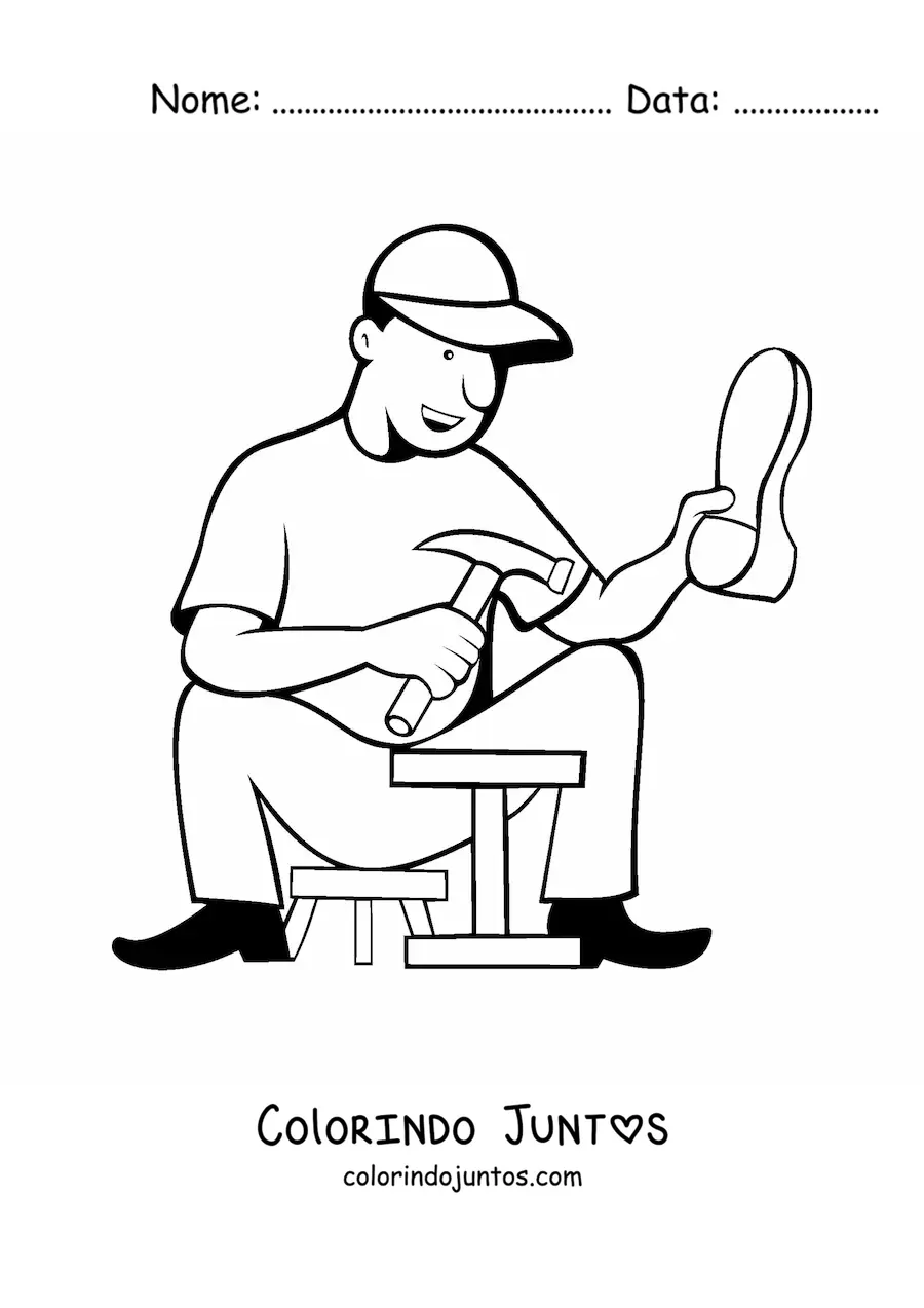 Desenho para colorir de sapateiro remendao trabalhando