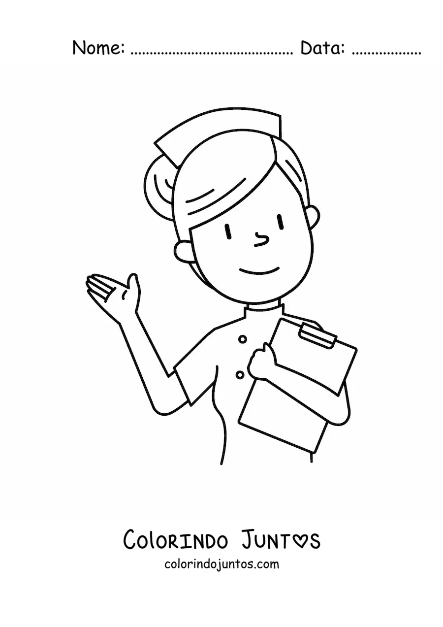 Desenho para colorir de enfermeira animada facil