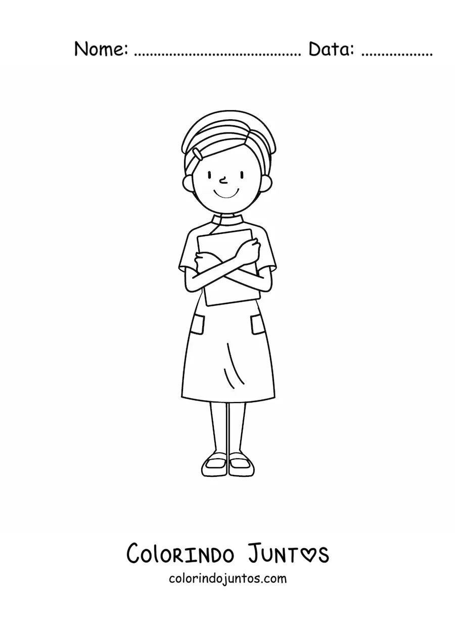 Desenho para colorir de enfermeira animada