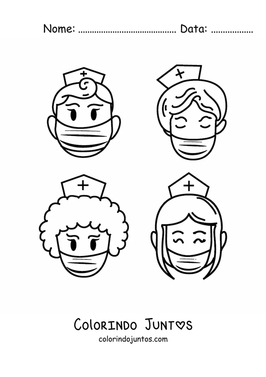 Desenho para colorir de enfermeiros animados