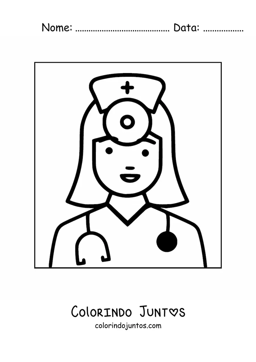 Desenho para colorir de enfermeira facil