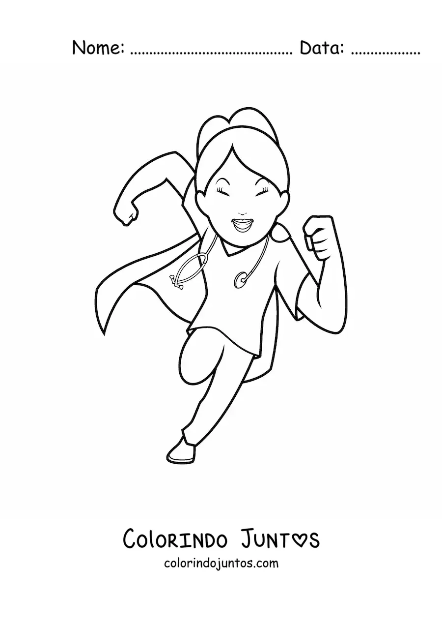 Desenho para colorir de enfermeira heroina